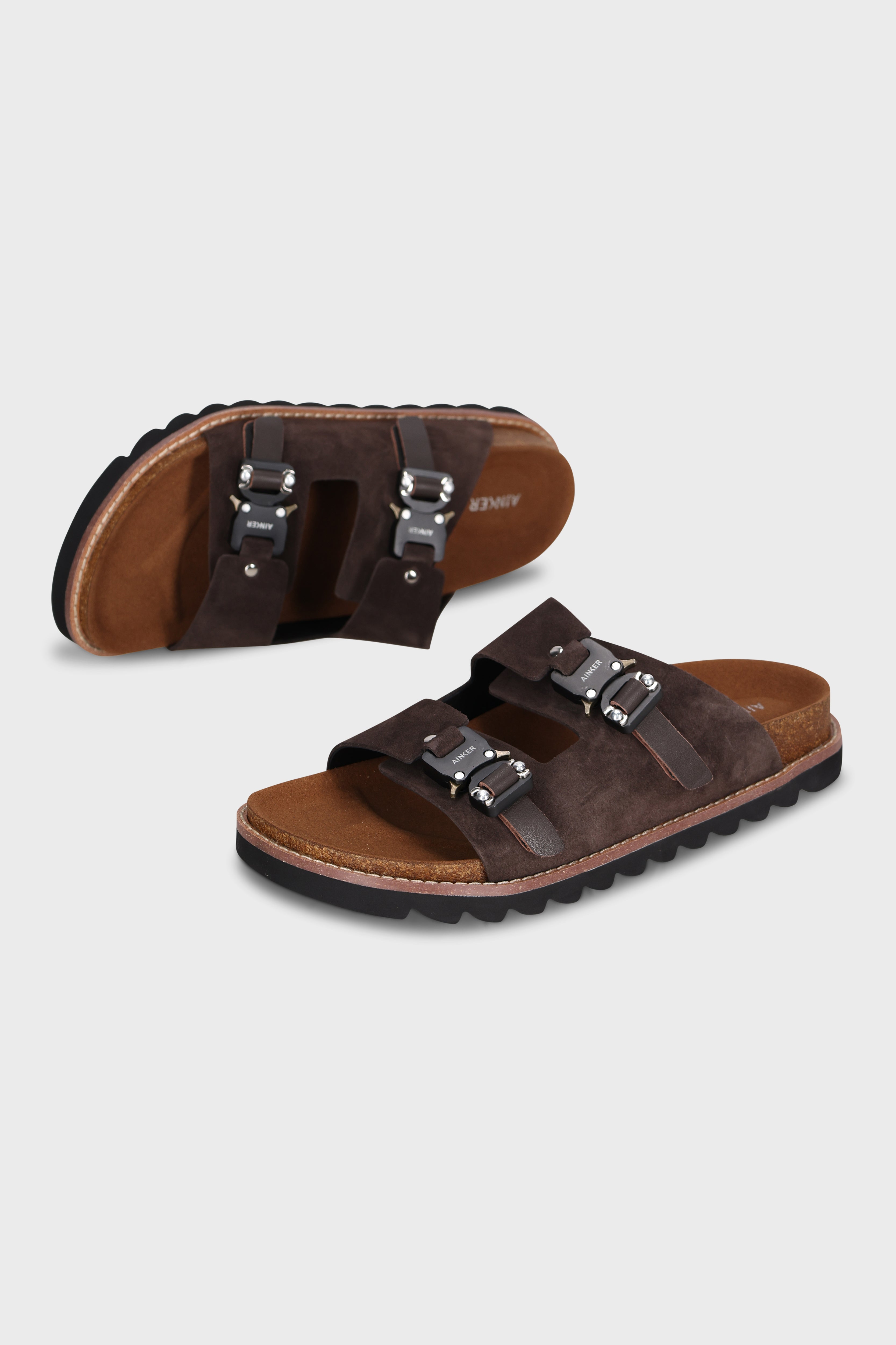 נעליים Swish Buckle Brown Suede