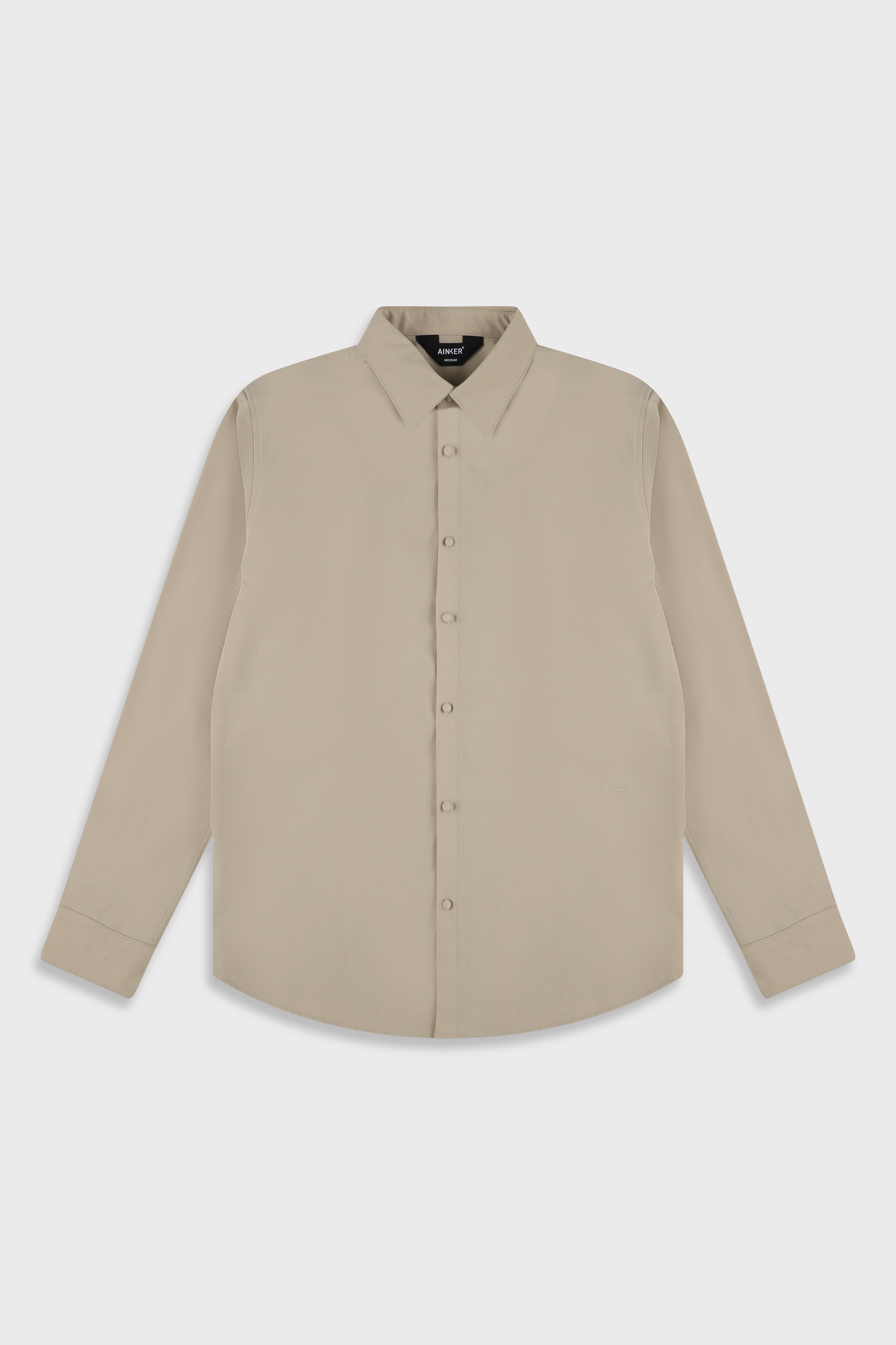 חולצה מכופתרת Wool Blend Beige 779 Button