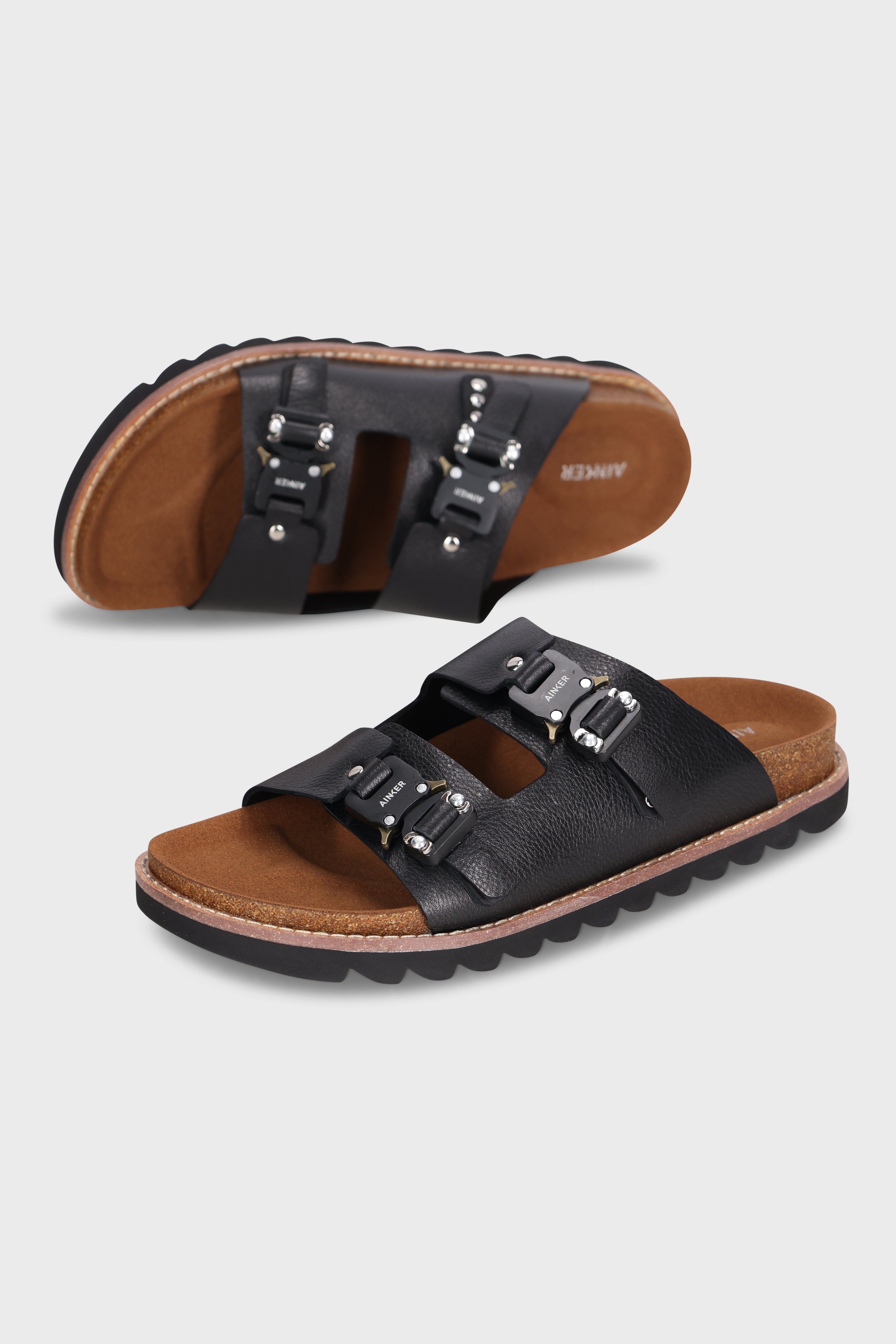 נעליים Swish Buckle Black Leather