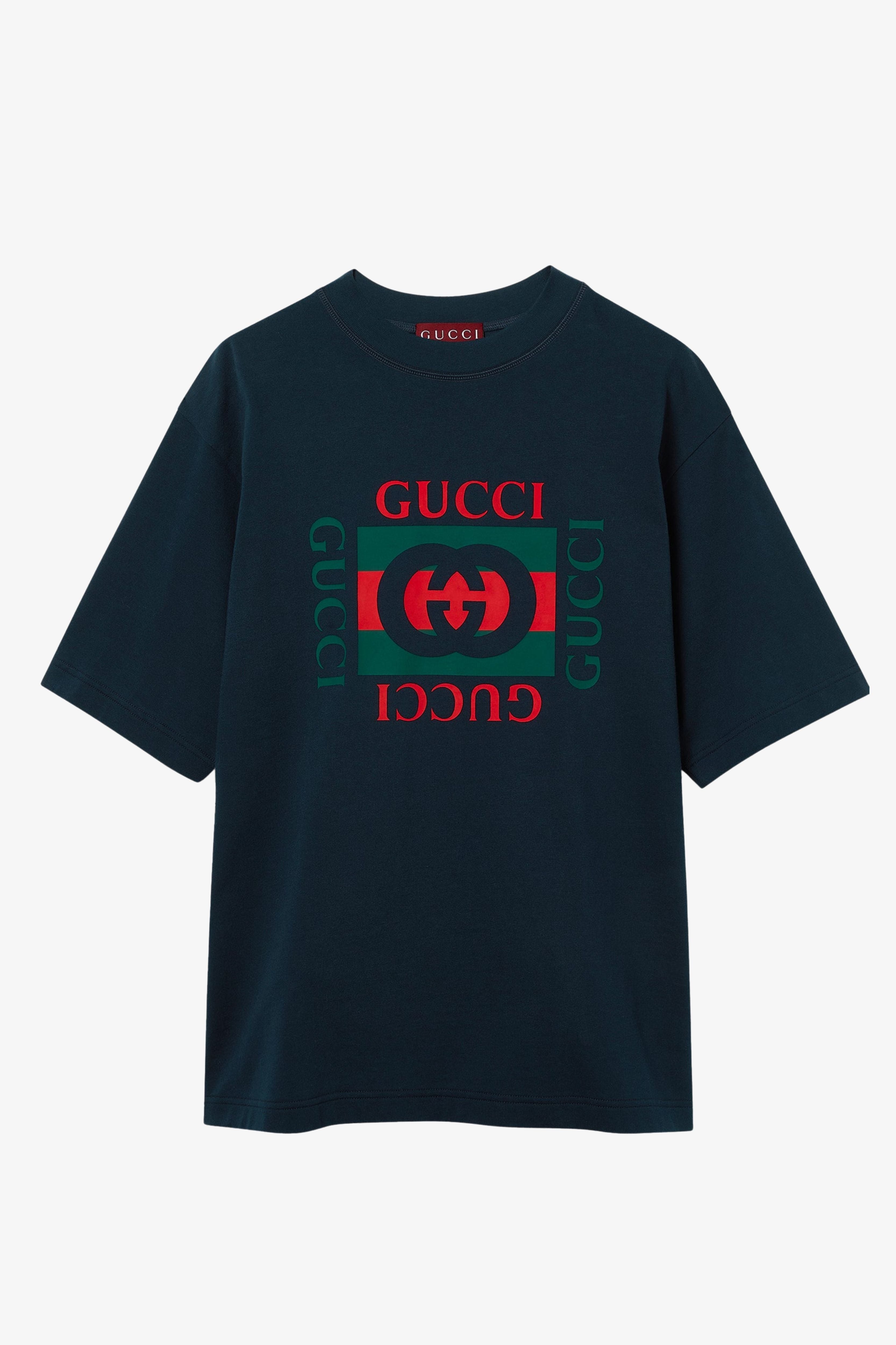 גוצ'י - טישרט נייבי עם הדפס
