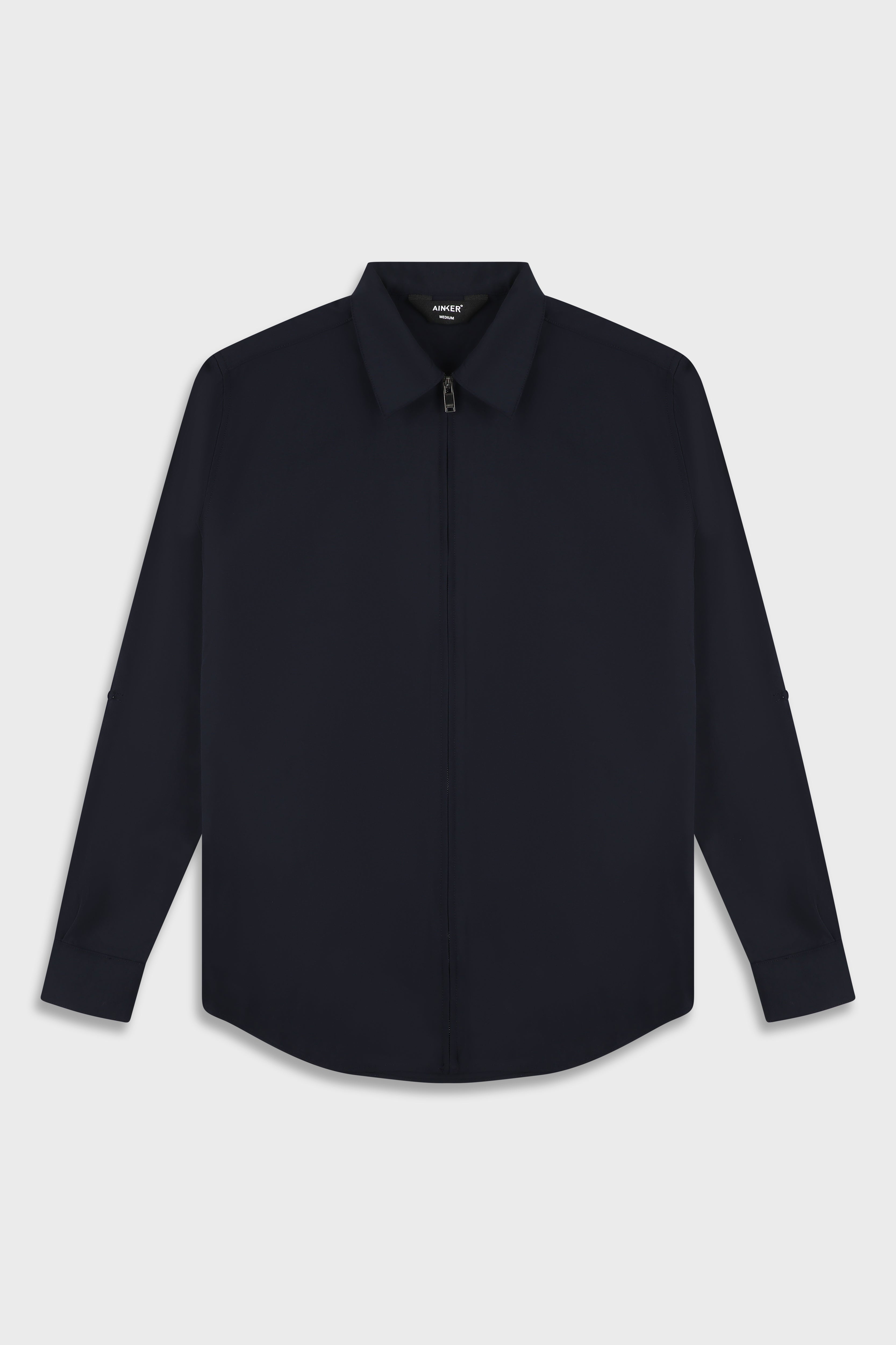 חולצה מכופתרת Wool Blend Navy 778 Zipper