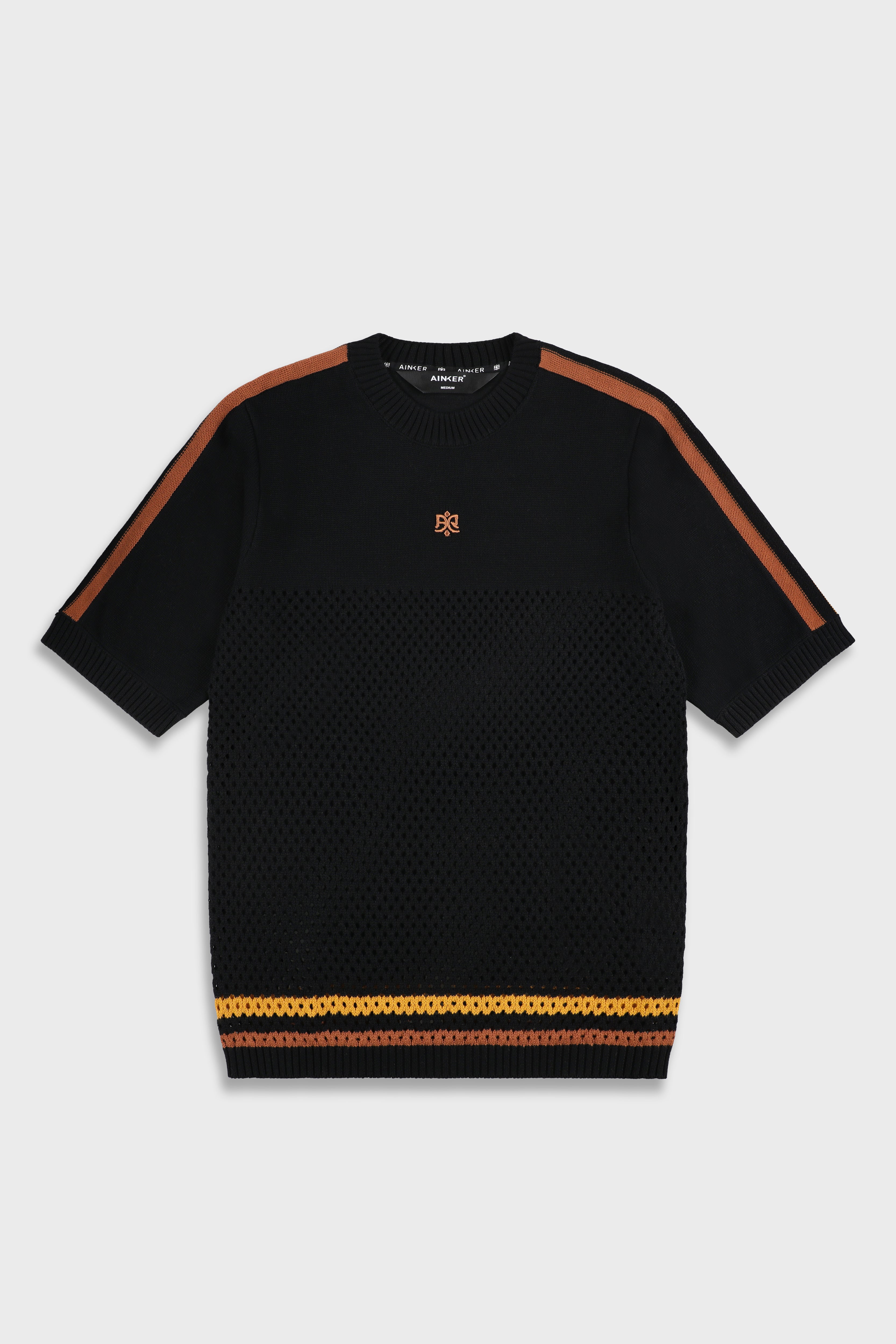חולצה קצרה Black Orange Mesh 804
