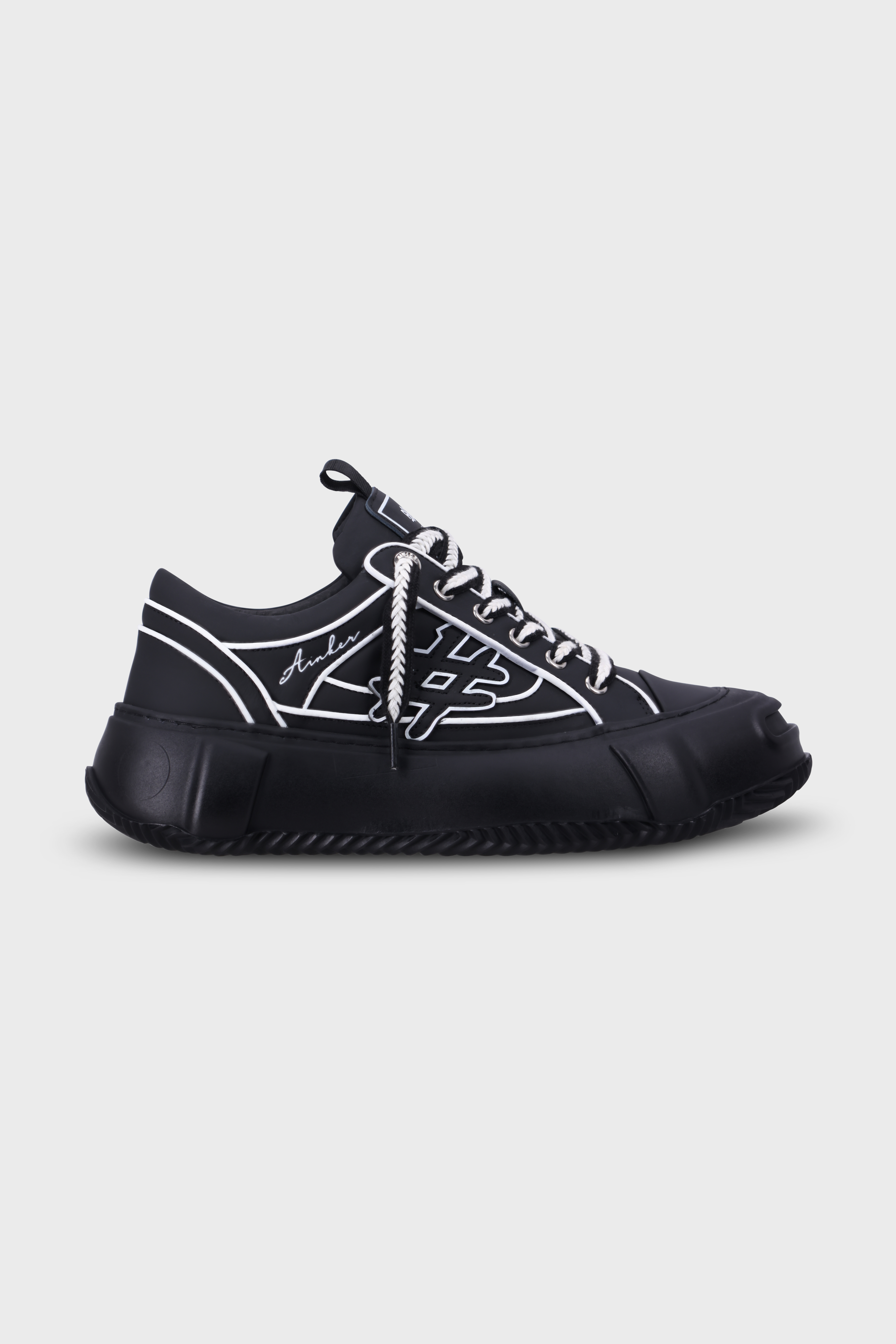 סניקרס Round Ball Leather Black White