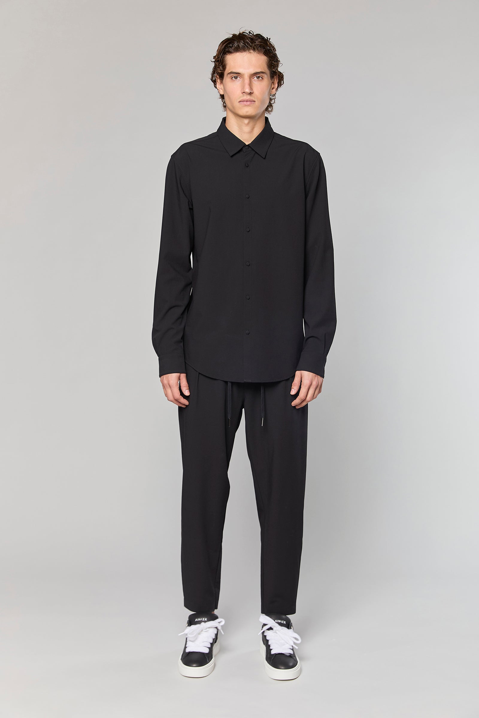 חולצה מכופתרת Wool Blend Black 779 Button
