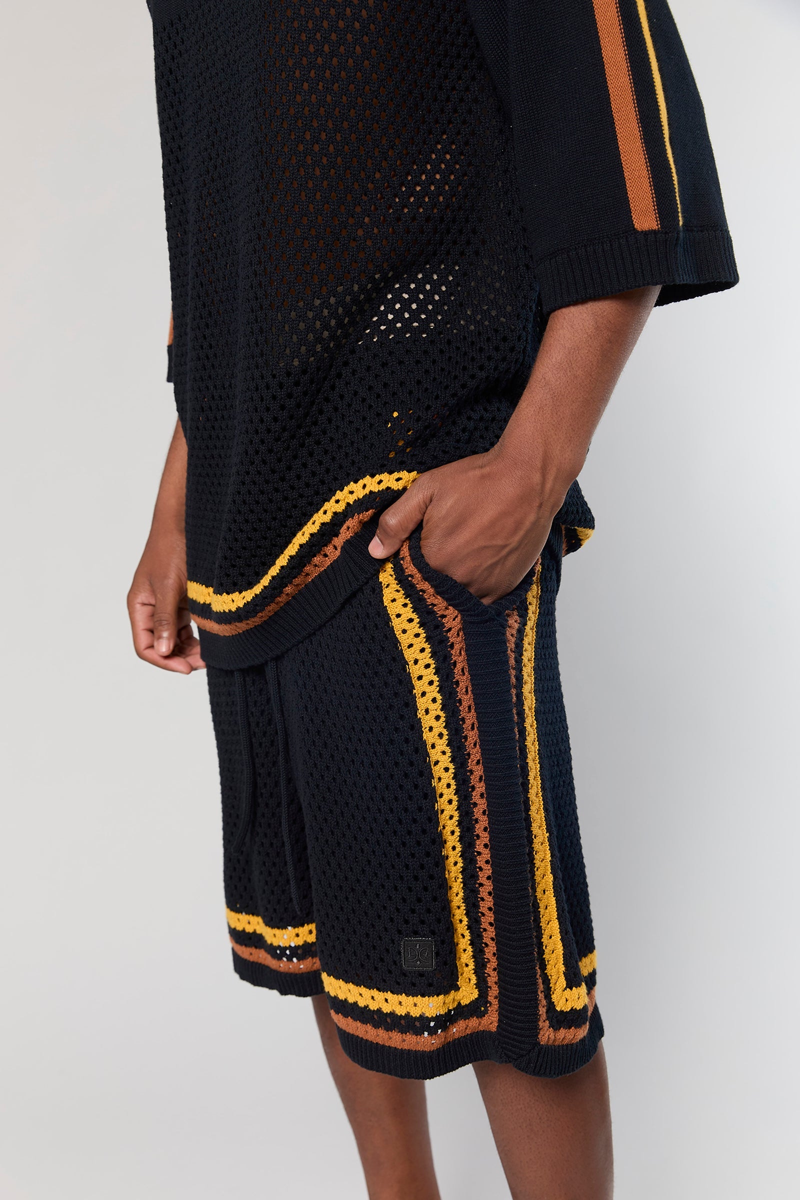 מכנס קצר Black Orange Mesh 804