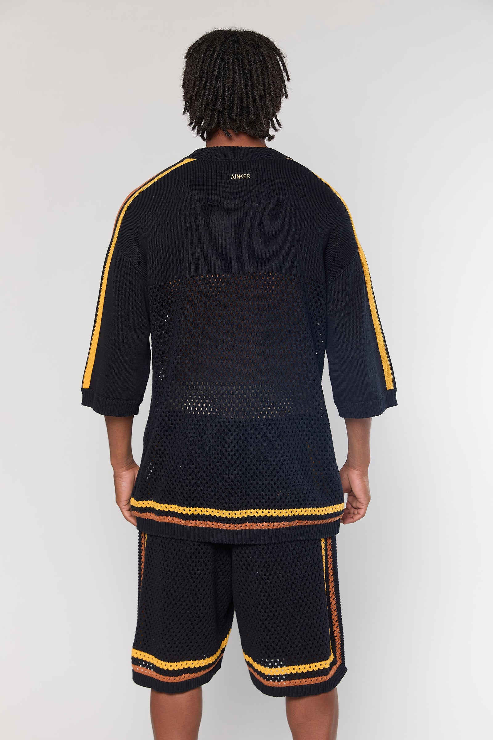 חולצה קצרה Black Orange Mesh 804
