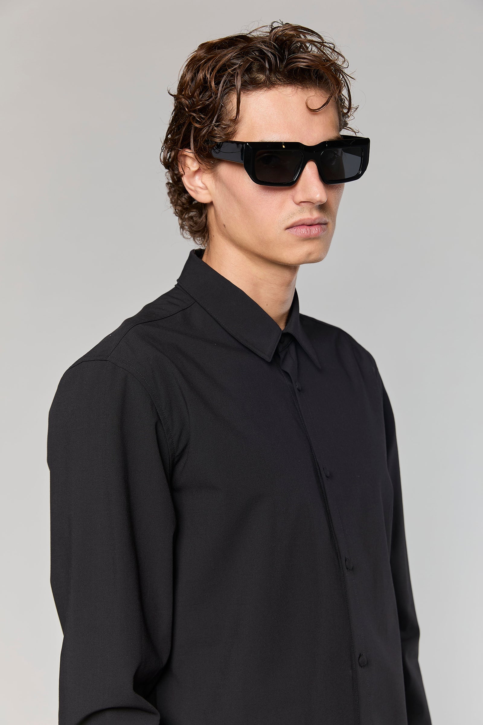 חולצה מכופתרת Wool Blend Black 779 Button