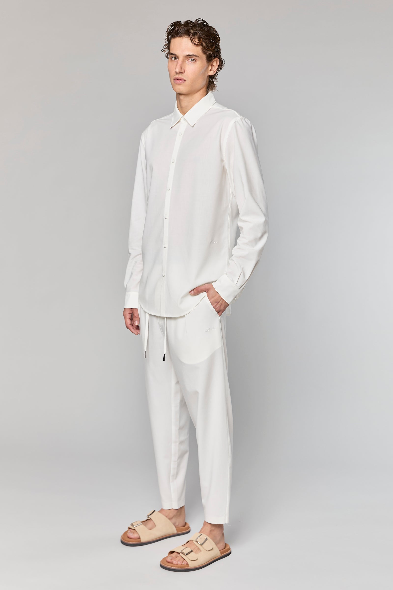 חולצה מכופתרת Wool Blend White 779 Button