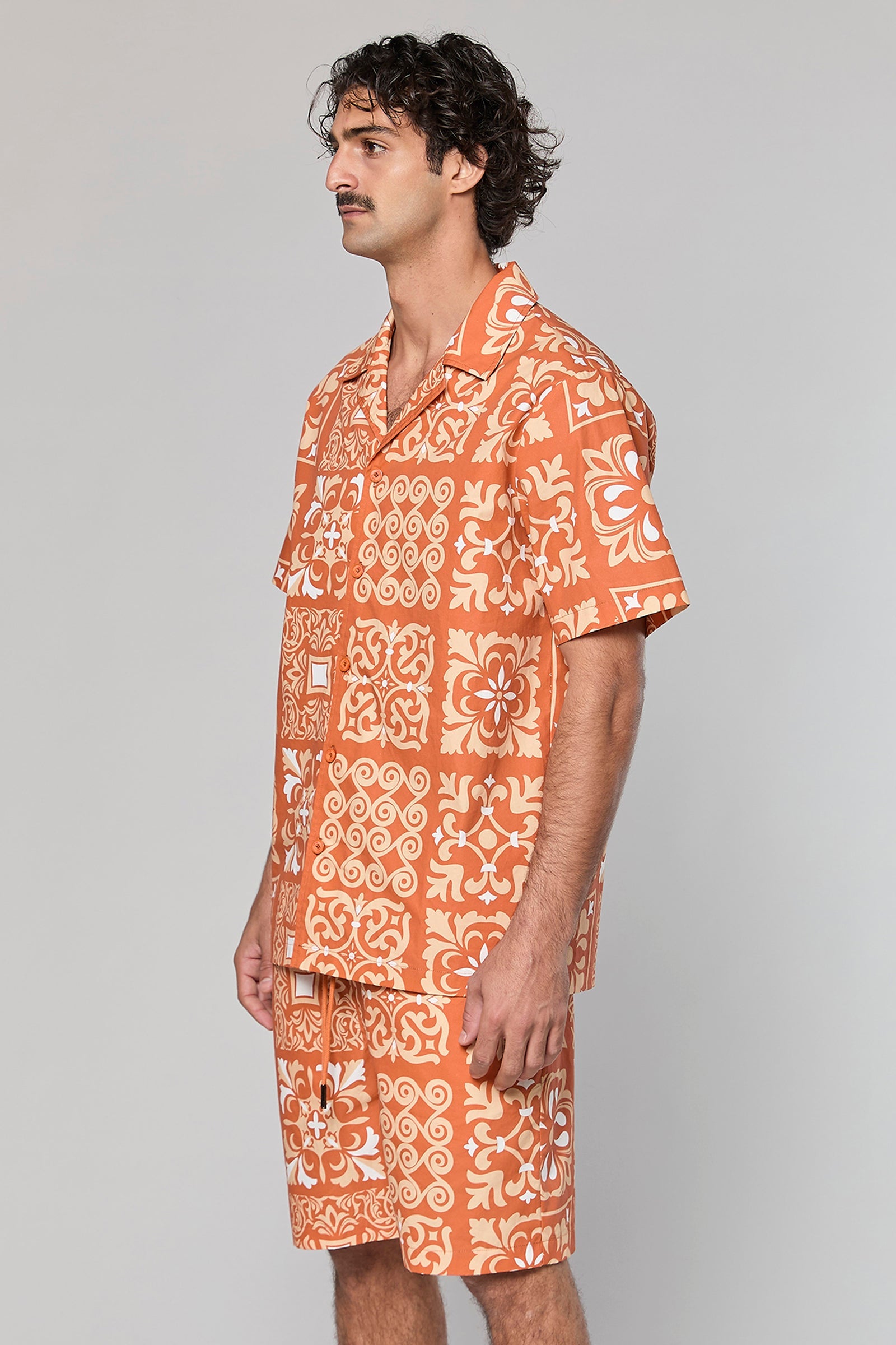 חולצה מכופתרת Cotton Poplin 840 Terracotta