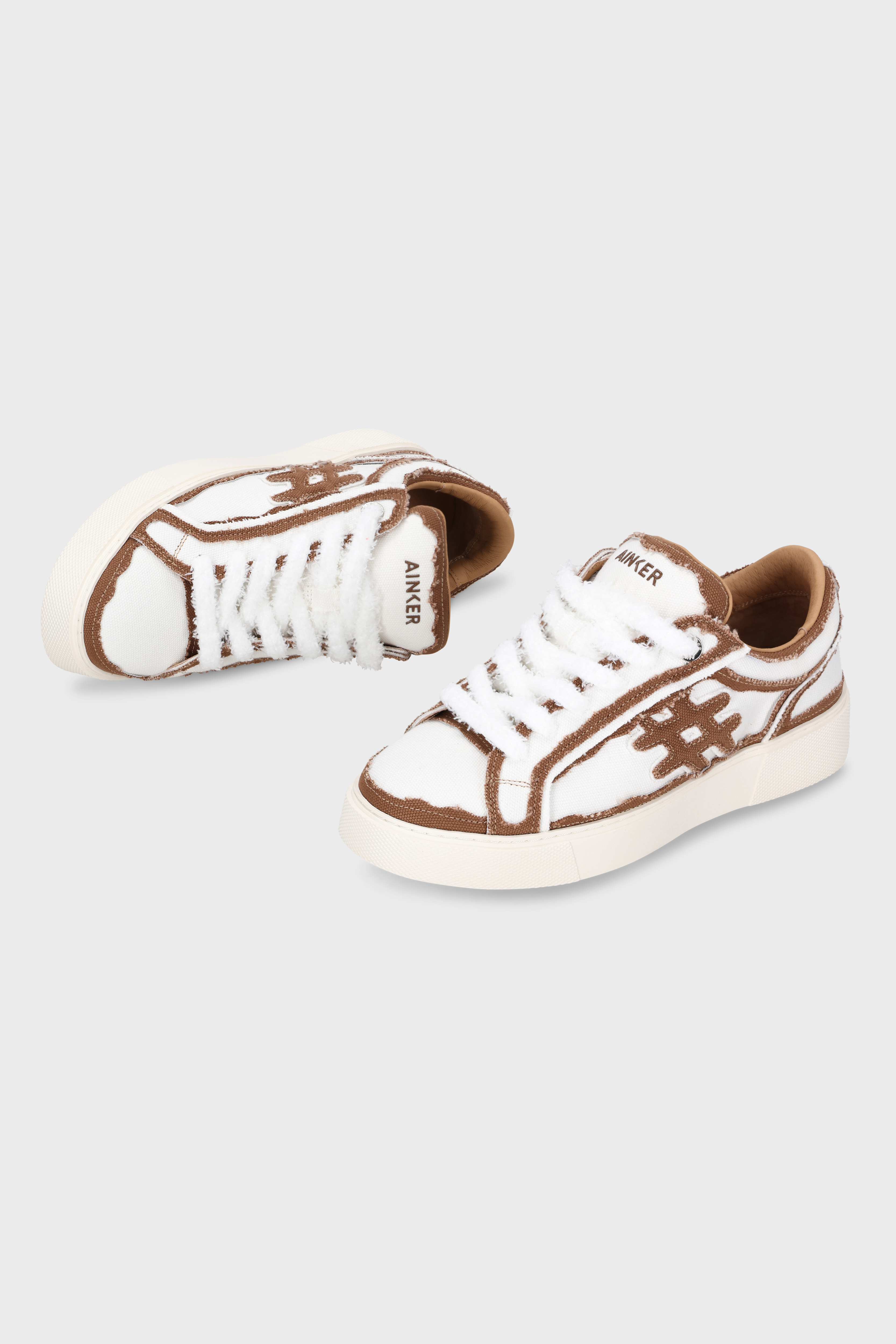 סניקרס Pivot White Brown Canvas