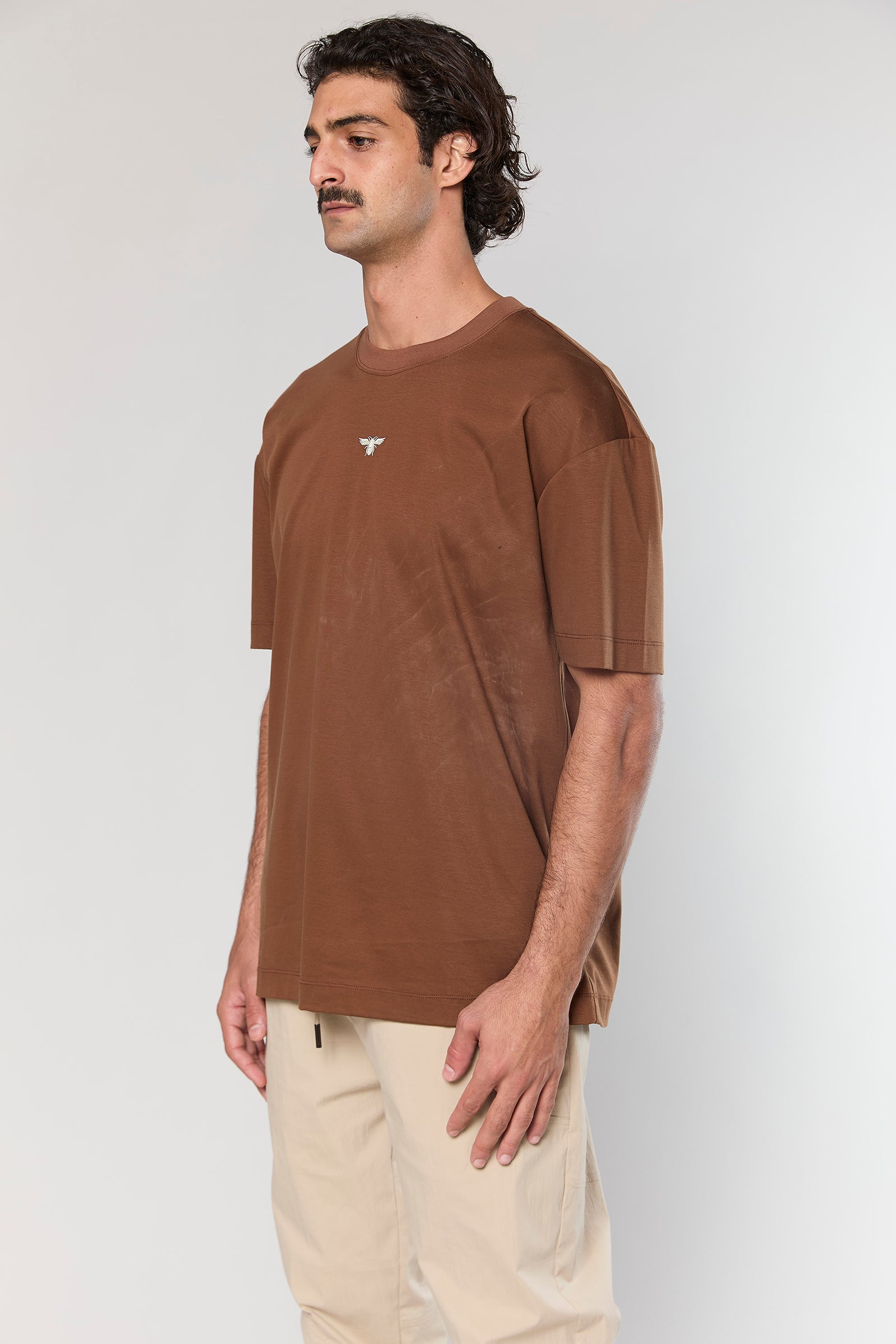 חולצת טישרט מרסריז 853 חום - Ainker
