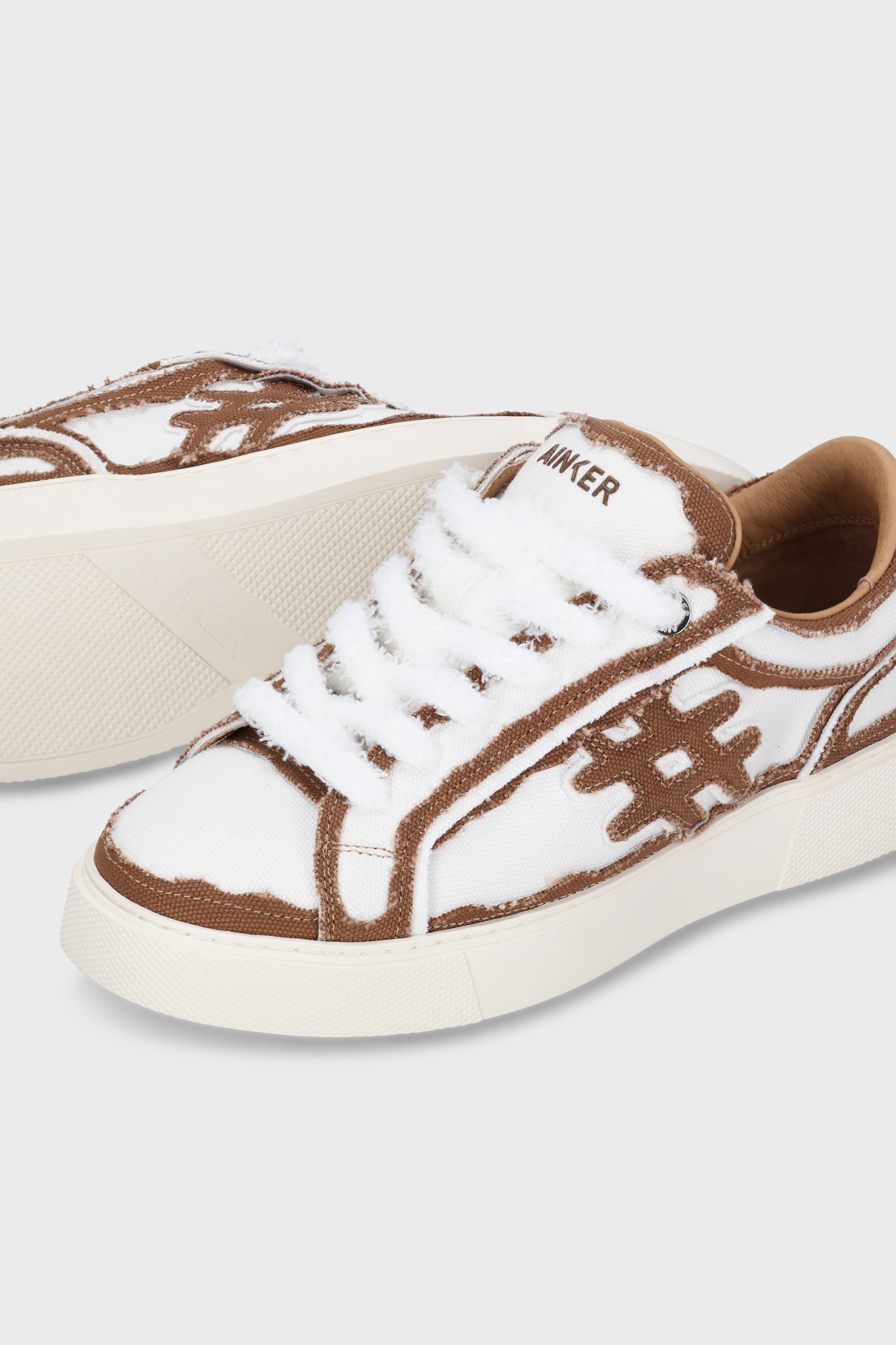 סניקרס Pivot White Brown Canvas