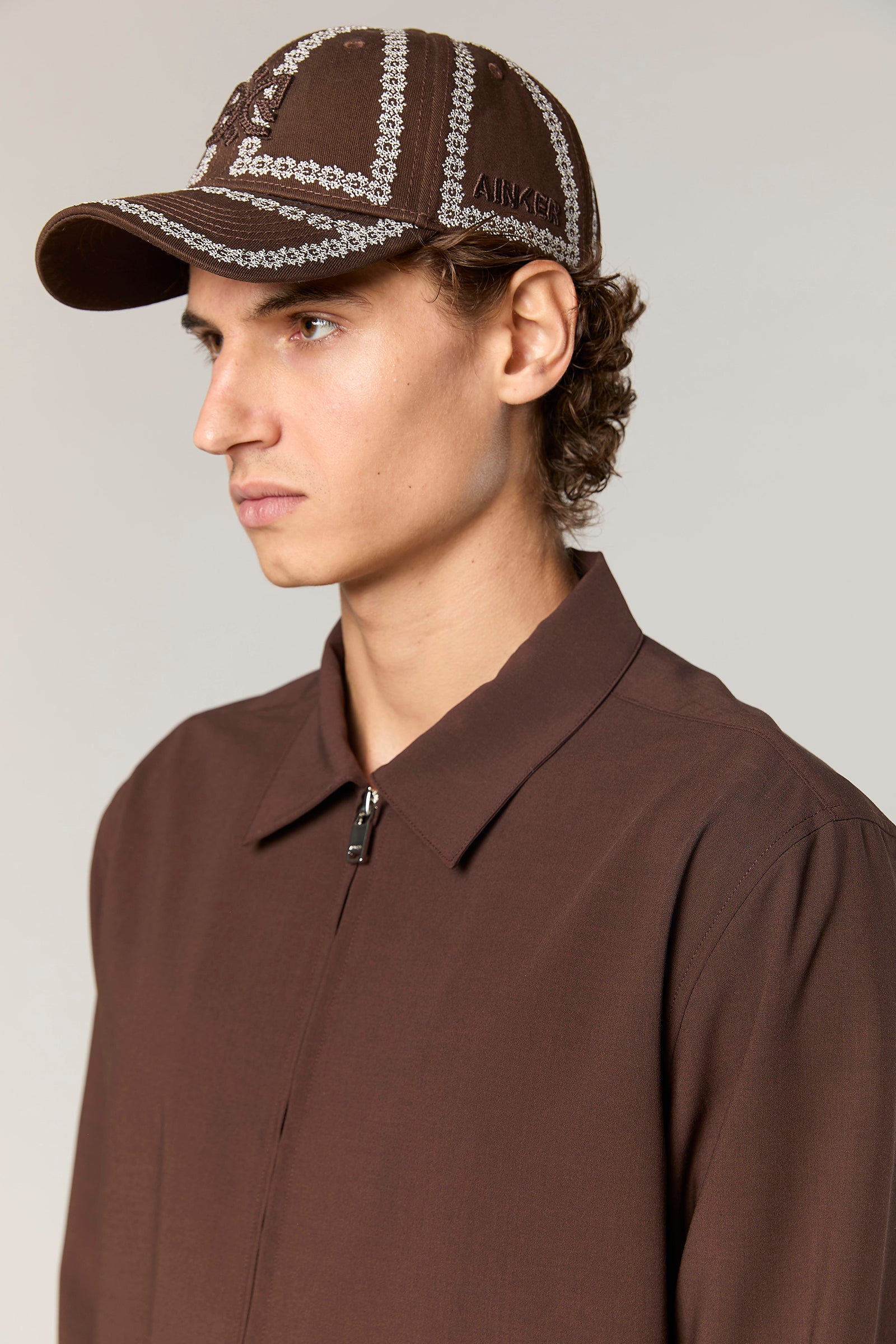 חולצה מכופתרת Wool Blend Brown 778 Zipper