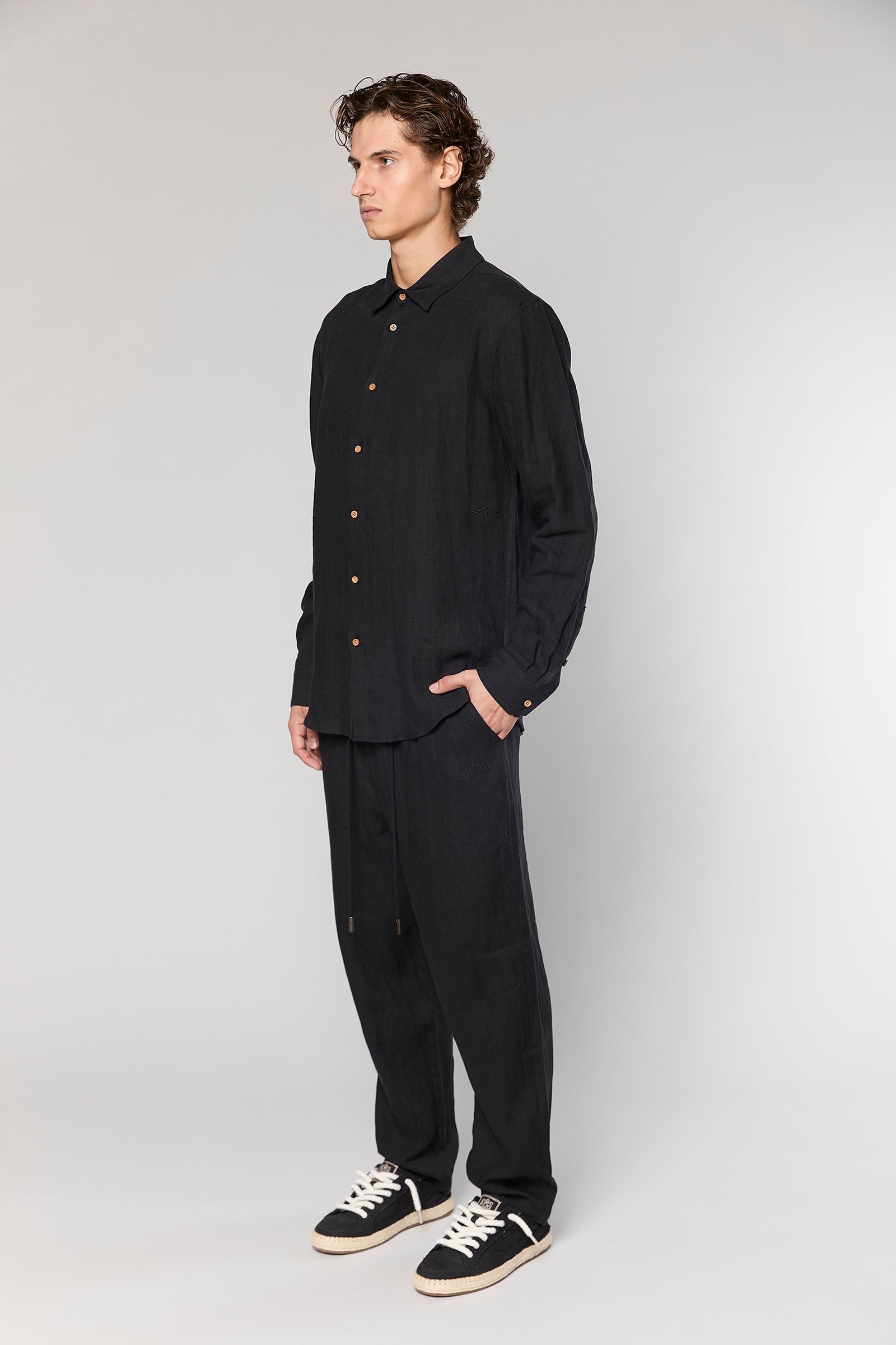 מכנסיים פשתן 777 שחורים - Ainker