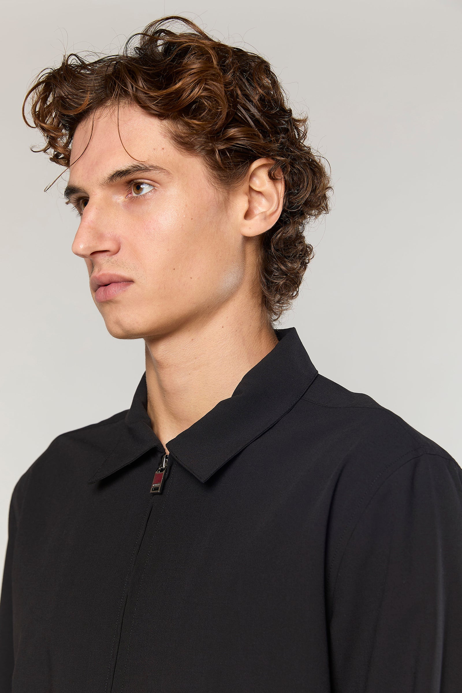 חולצה מכופתרת Wool Blend Black 778 Zipper