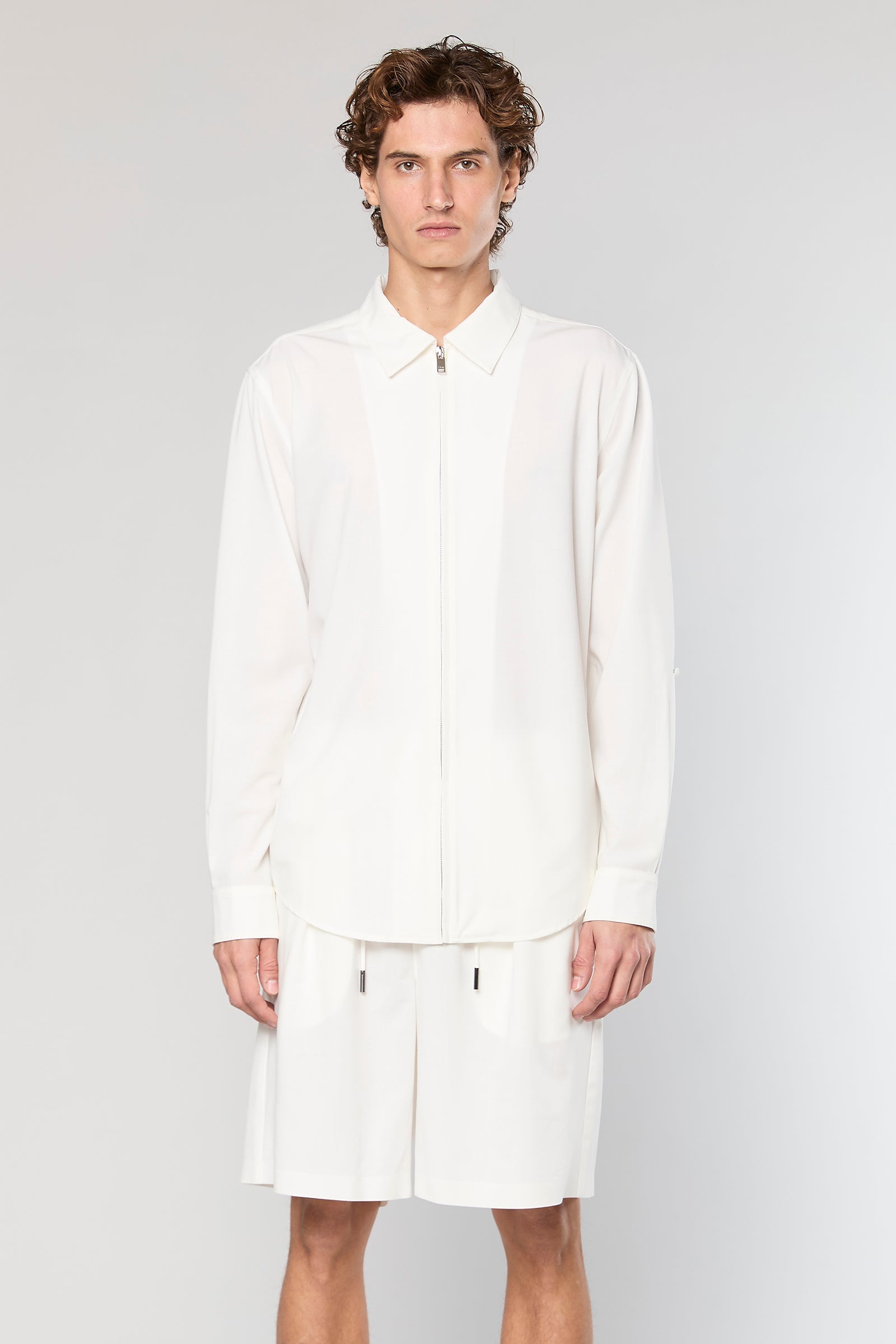 חולצה מכופתרת Wool Blend White 778 Zipper