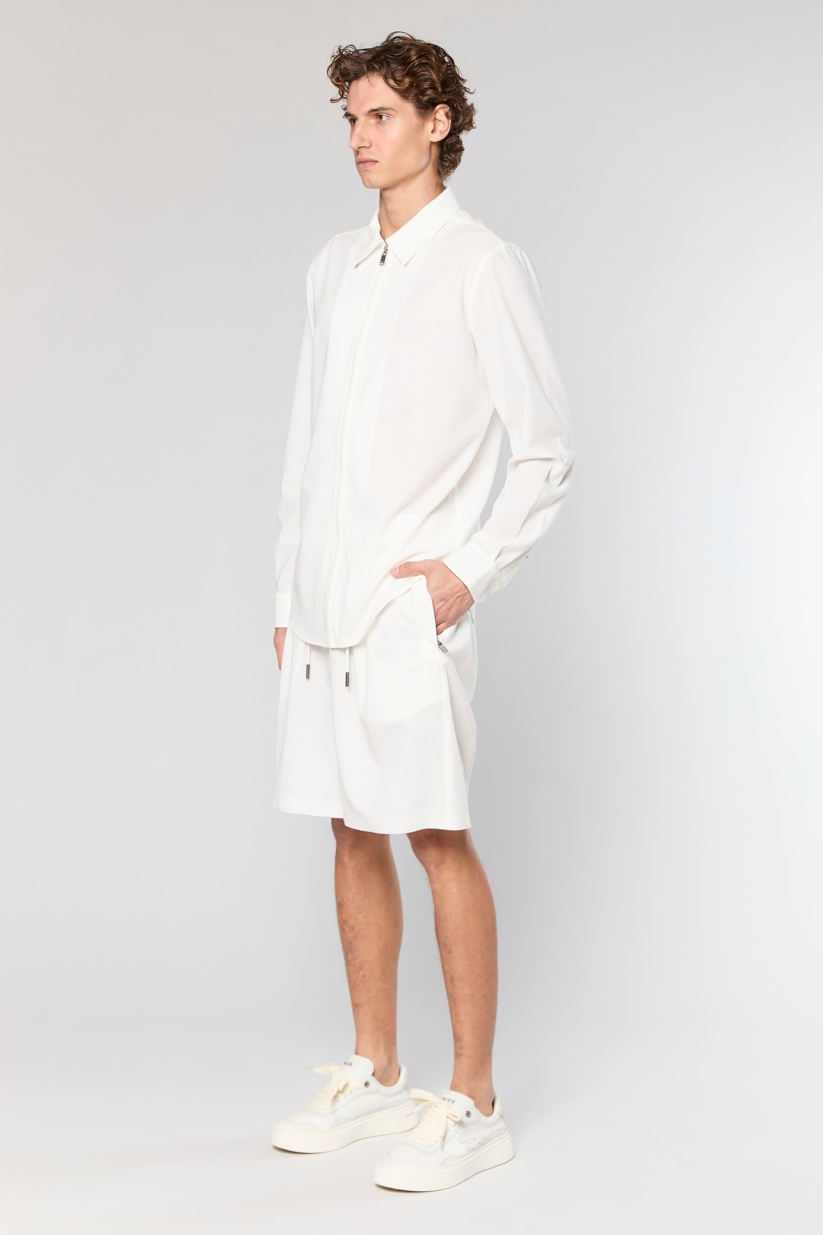 חולצה מכופתרת Wool Blend White 778 Zipper