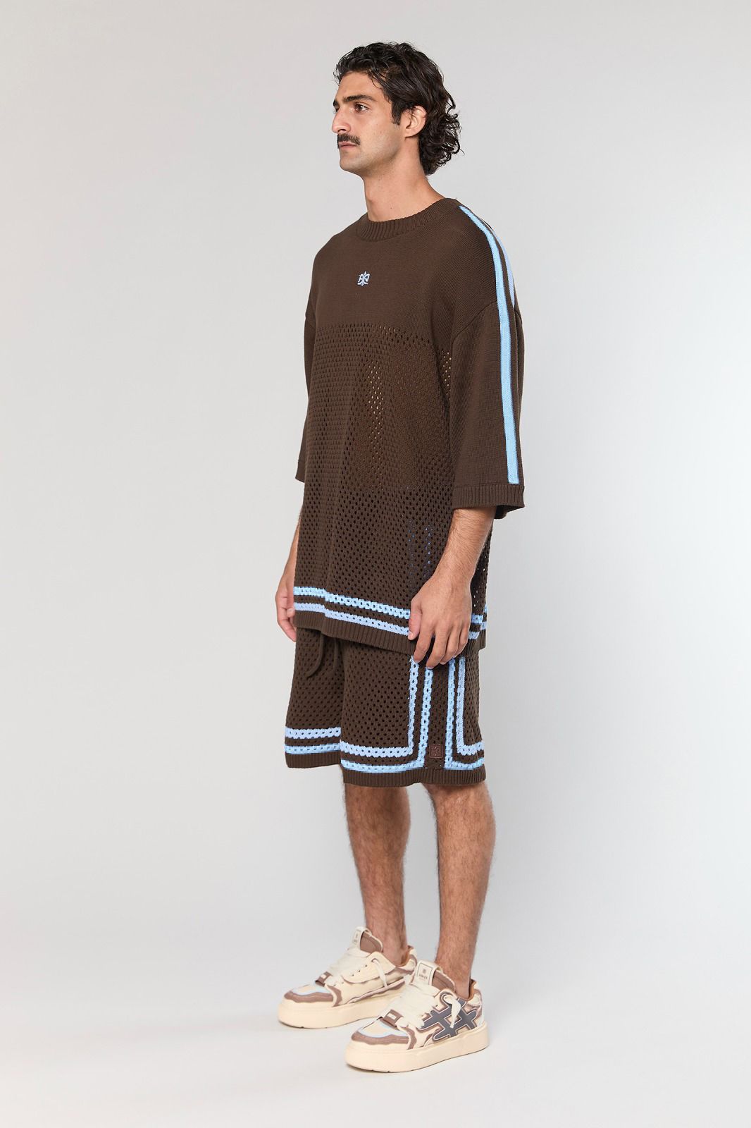חולצה קצרה Brown Mesh 804