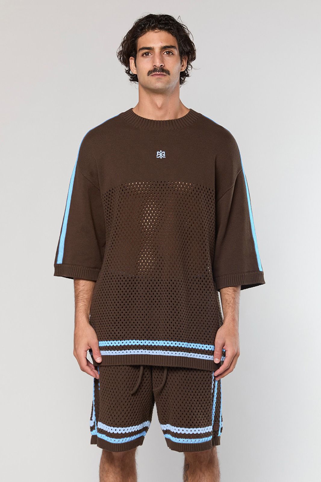 חולצה קצרה Brown Mesh 804