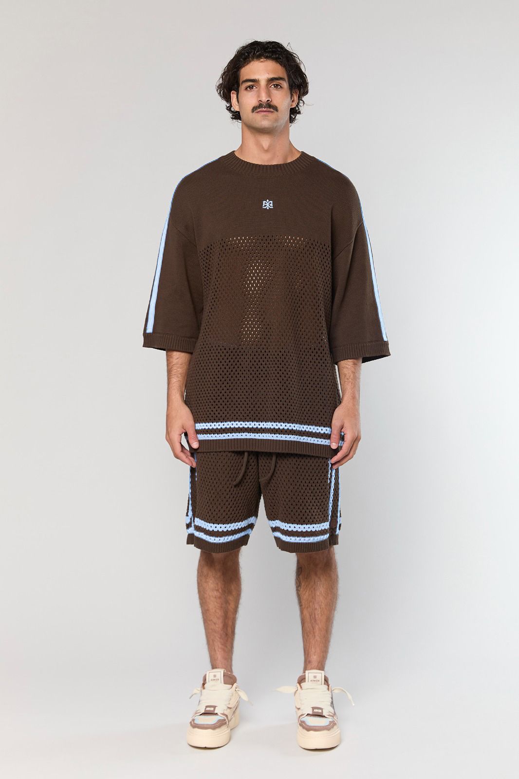 חולצה קצרה Brown Mesh 804