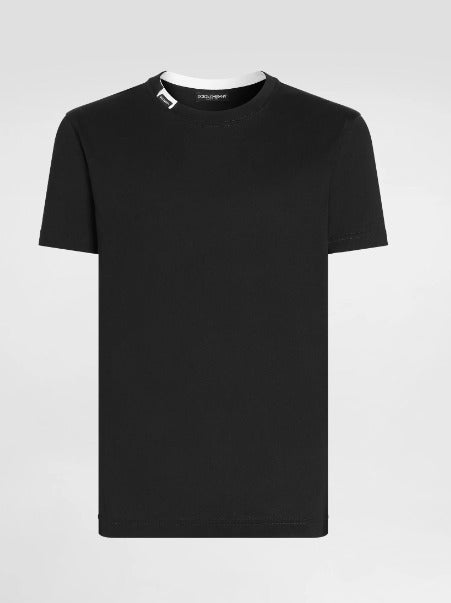 Dolce & Gabbana חולצת טישירט ג'רזי כחולה בגזרה קלאסית
