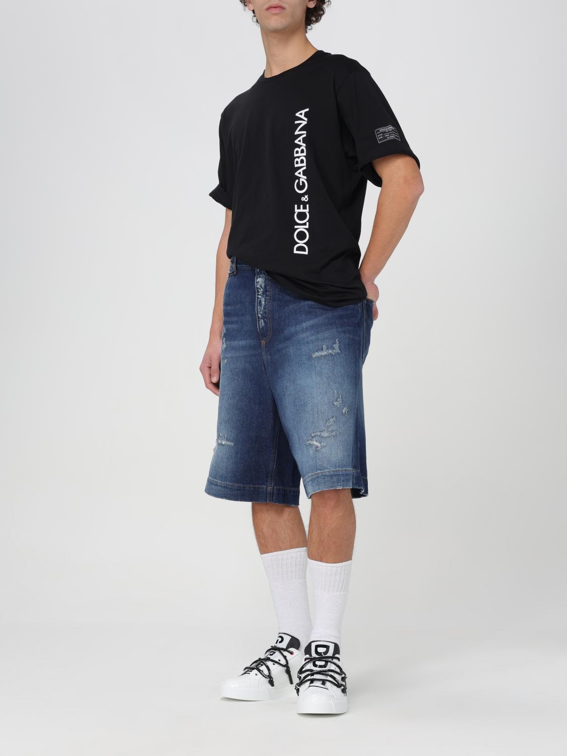 חולצת טישירט שחורה עם לוגו אנכי Dolce & Gabbana